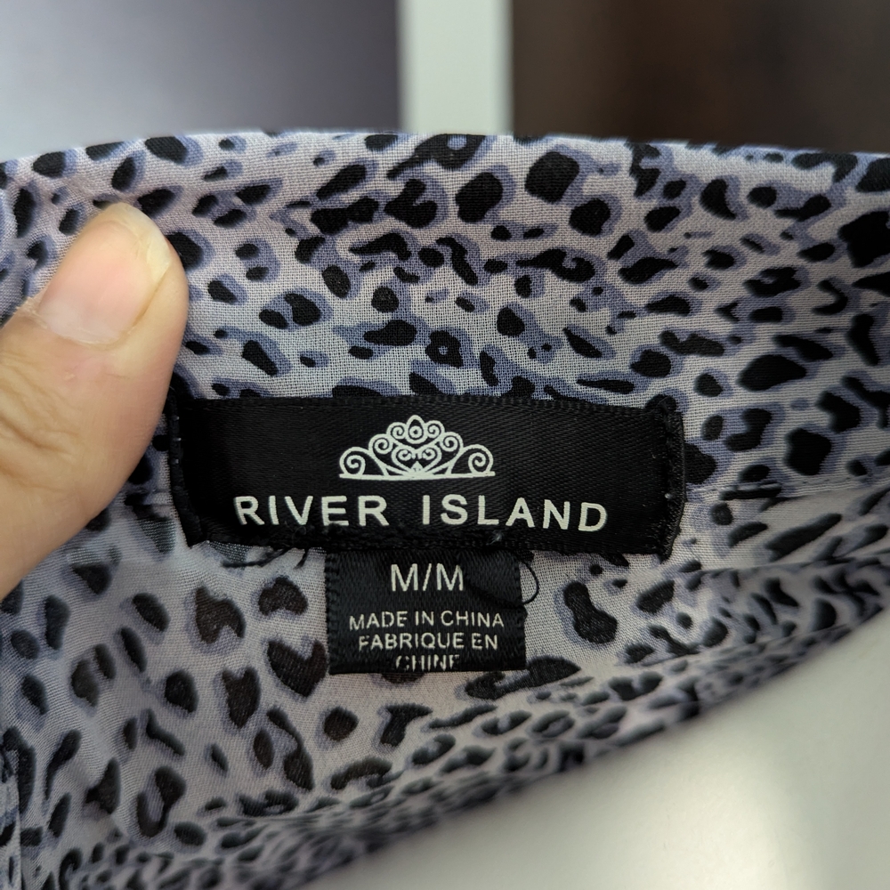 River Island Black and White Animal Print Button-Down Shirt - Picture 6 of 7